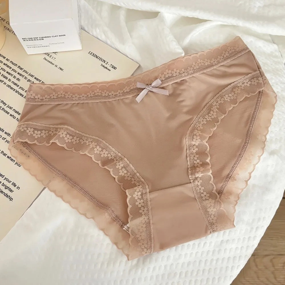 Women's Seamless Ice Silk Lace Briefs – Cotton Crotch Panties Women's Briefs Axl