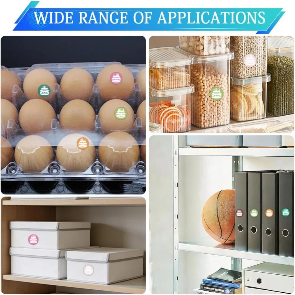 80 Sheets PVC Food Stickers – Flat Round Self-Adhesive Labels Decorative Sticker Set Axl