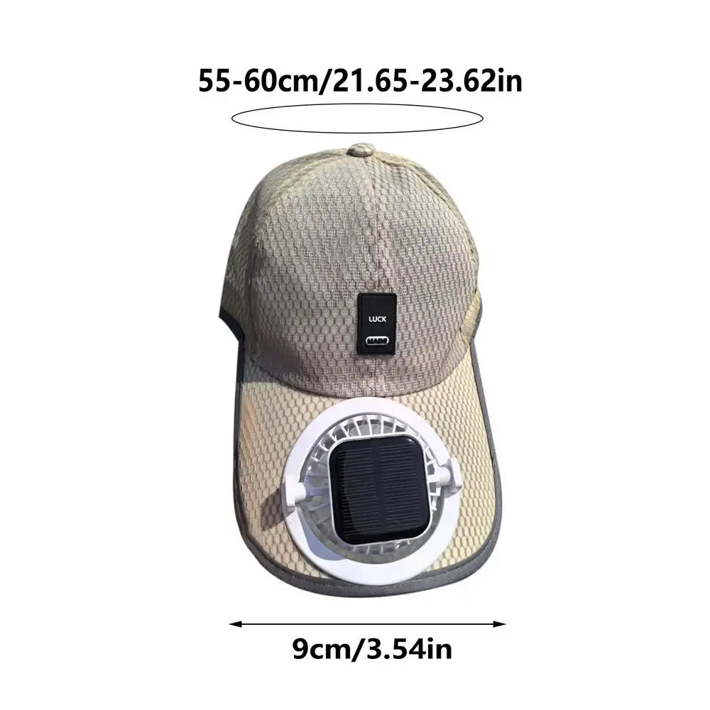 Solar Fan Baseball Hat – UV Protection Wide Brim Sun Hat Solar Fan Sun Hat Axl Khaki