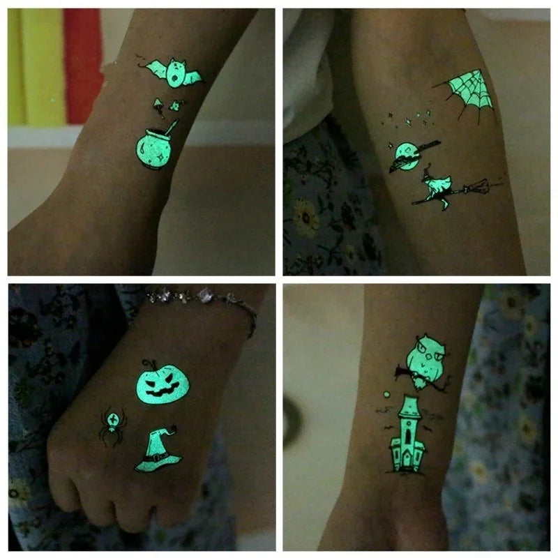 Halloween Glow Temporary Tattoo Stickers 2 Pack | Waterproof Temporary Tattoo Stickers Axl