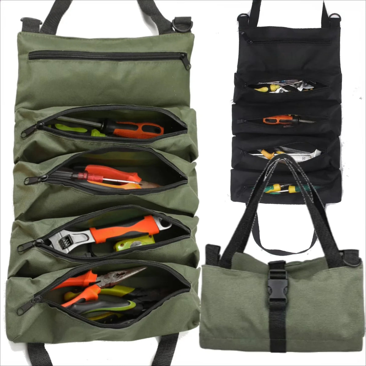 Roll-Up Tool Bag – Multi-Pocket Oxford Cloth Organizer Pouch Roll-Up Tool Bag Axl