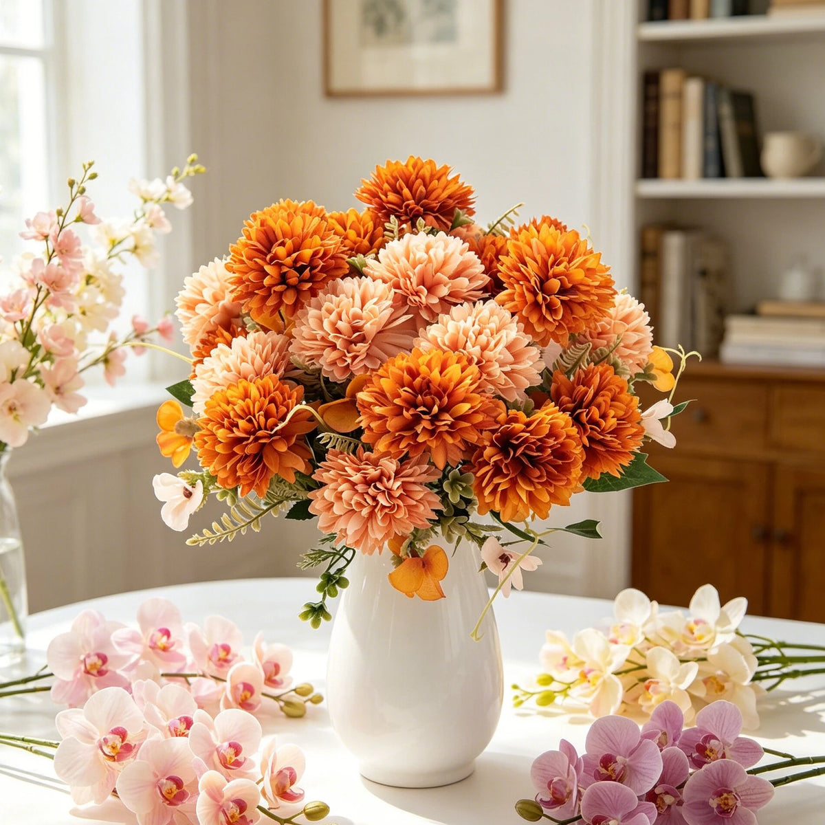 Silk Ball Chrysanthemum Artificial Flowers – Wedding & Home Decor Artificial Silk Flowers Axl