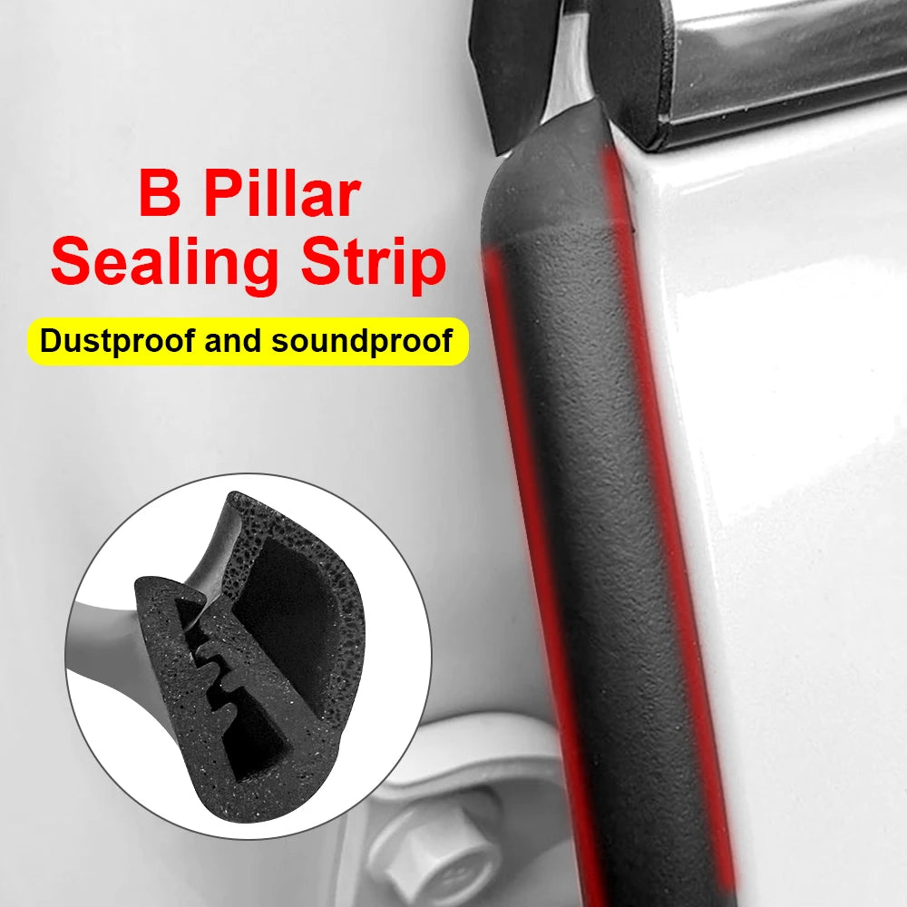 EPDM Car Door Weatherstrip B Pillar Seal Strip 2Pcs Car Door Seal Strip Axl