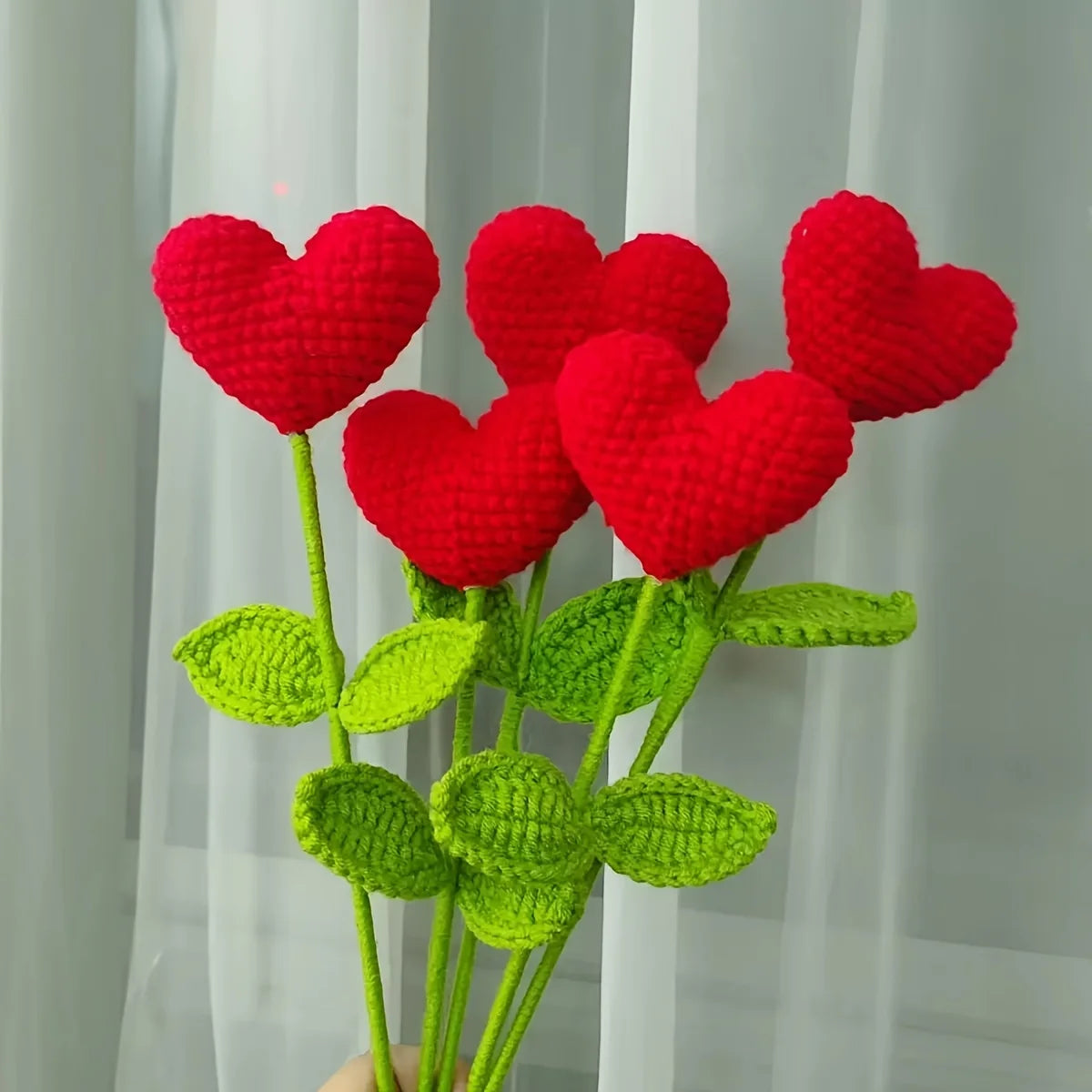 Handmade Crochet Heart Bouquet – Yarn Rose Flowers Gift Crochet Flower Bouquet Axl