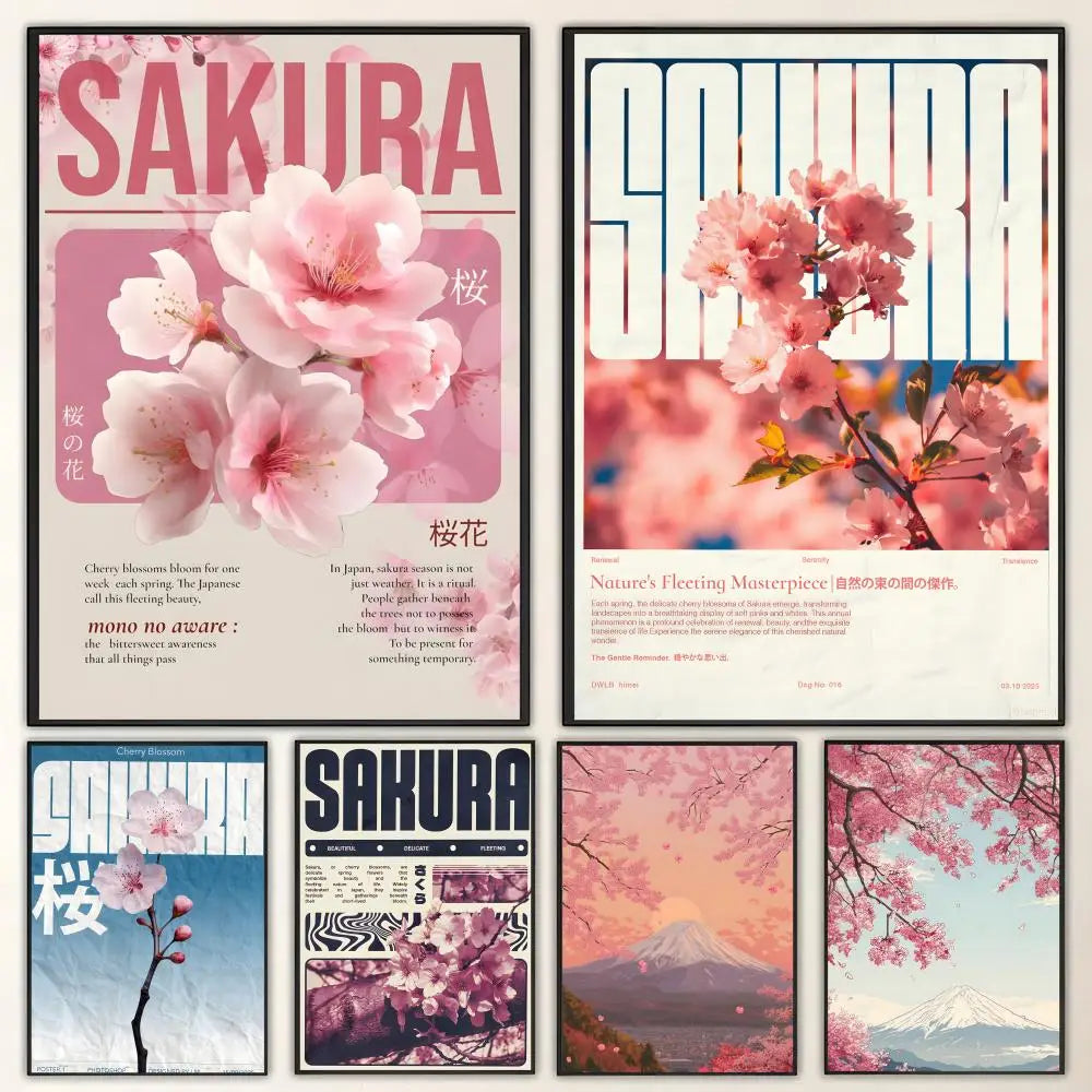 Cherry Blossom Retro Art Poster – HD Waterproof Wall Decor Wall Art Poster Axl