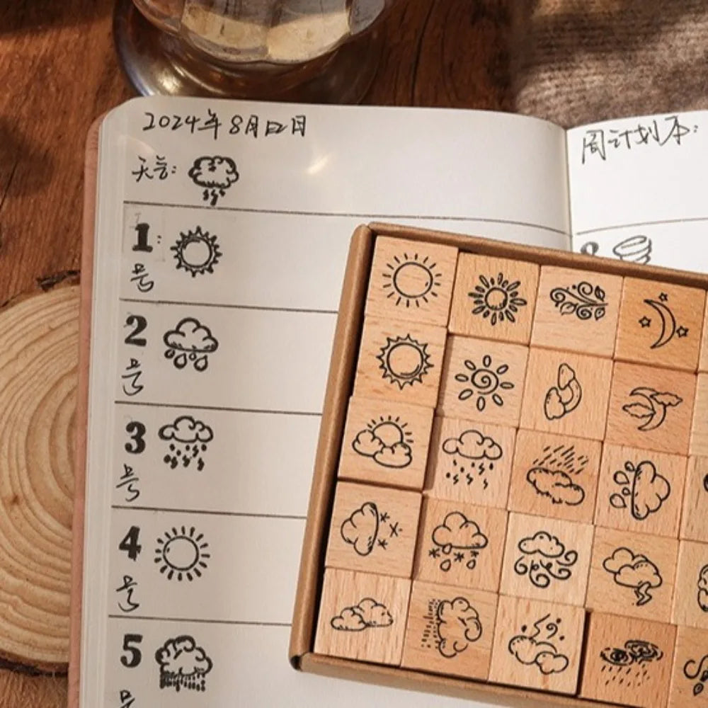 25-Piece Butterfly Flower Wood Rubber Stamp Set | DIY Craft Craft Stamp Set Axl