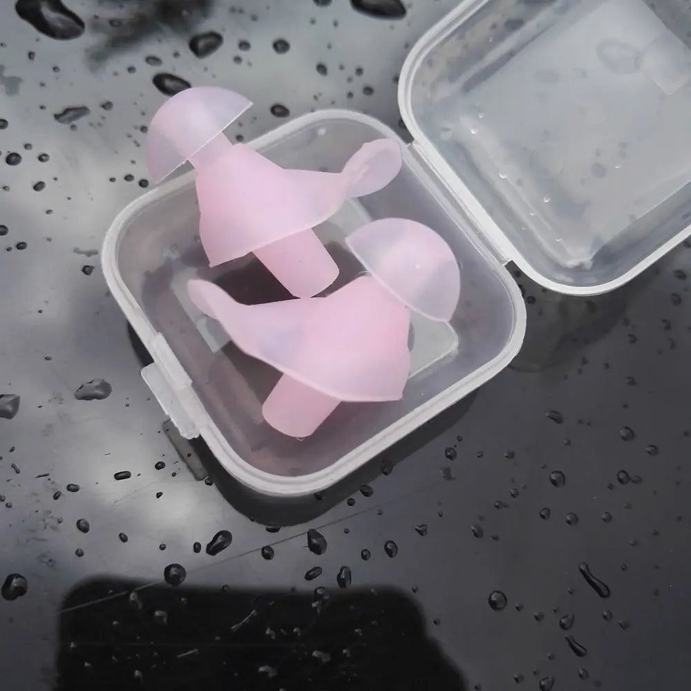 Silicone Swimming Earplugs – Waterproof Ear Plugs with Storage Box Swimming Earplugs Axl pink-with case
