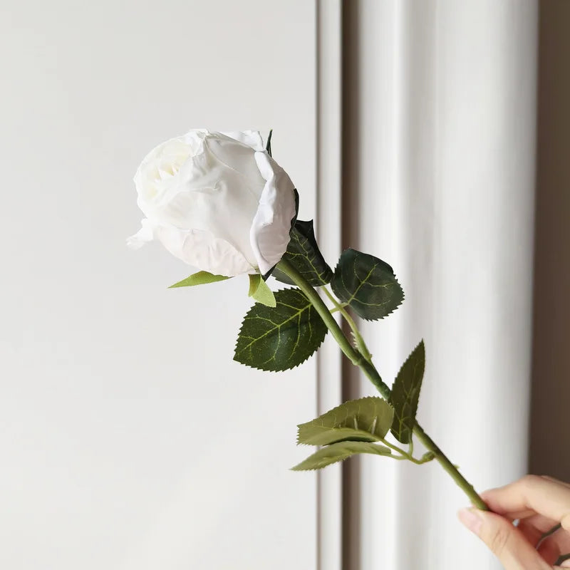 10-Pack Burnt Edge Artificial Silk Rose Stems 50cm | Faux Flowers Artificial Flower Stems Axl