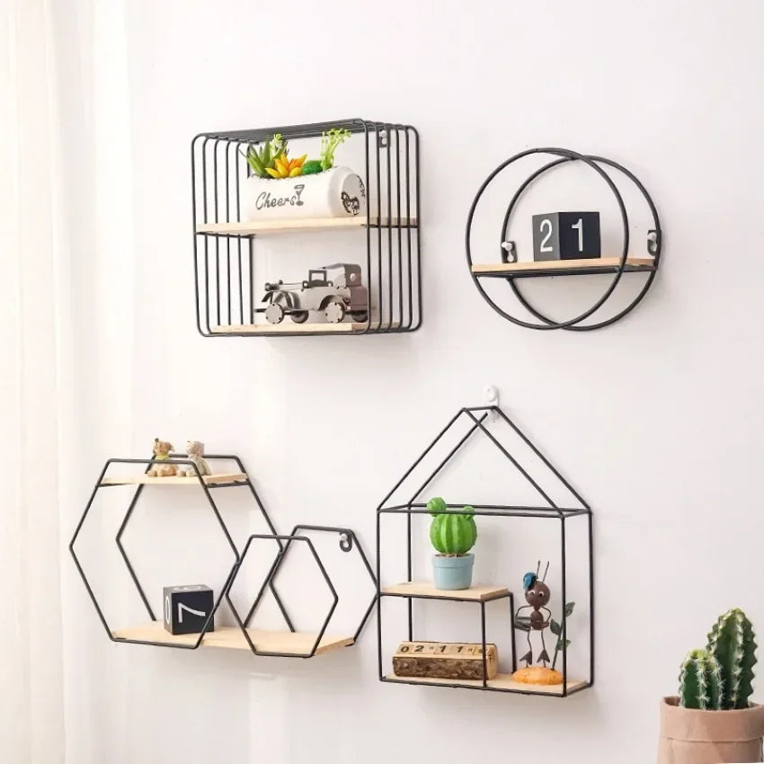 Nordic Metal Wall Shelf – DIY Iron Storage Rack | Home Decor Wall Storage Shelf Axl