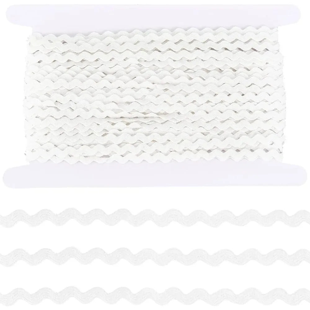 White Ric Rac Ribbon 1/4 Inch 25 Yards | Polyester Wave Trim Craft Ribbon Trim Axl