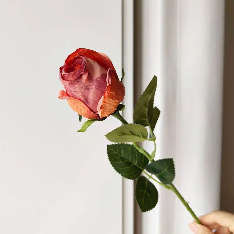 10-Pack Burnt Edge Artificial Silk Rose Stems 50cm | Faux Flowers Artificial Flower Stems Axl