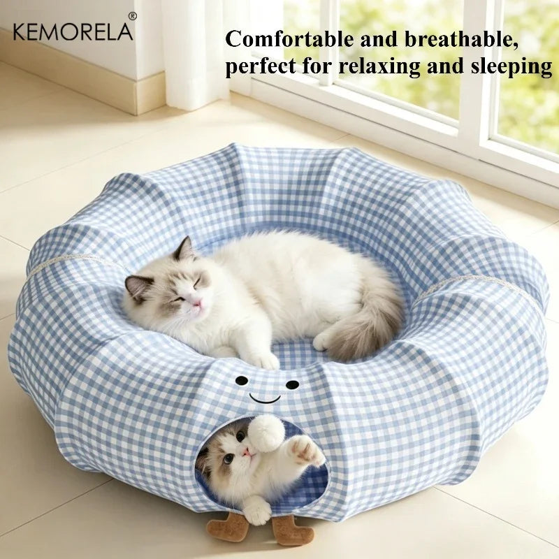 KEMORELA Foldable Cat Tunnel Bed – Washable & Breathable Cat Tunnel Bed Axl