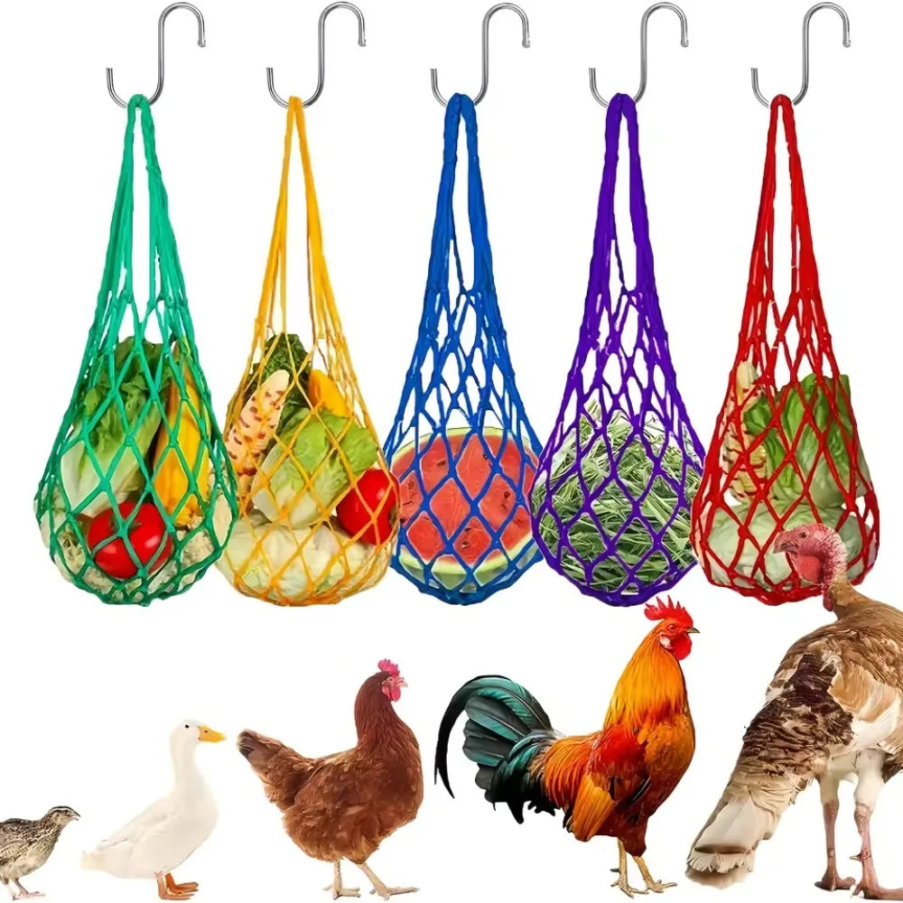 Hanging Poultry Feeder Net Bag – Reusable Mesh with Hook Poultry Feeder Bag Axl