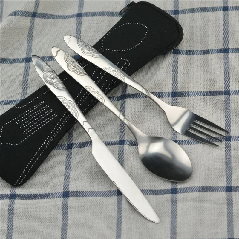 Stainless Steel Travel Cutlery Set – Fork, Spoon & Knife Kit Travel Cutlery Set Axl 1