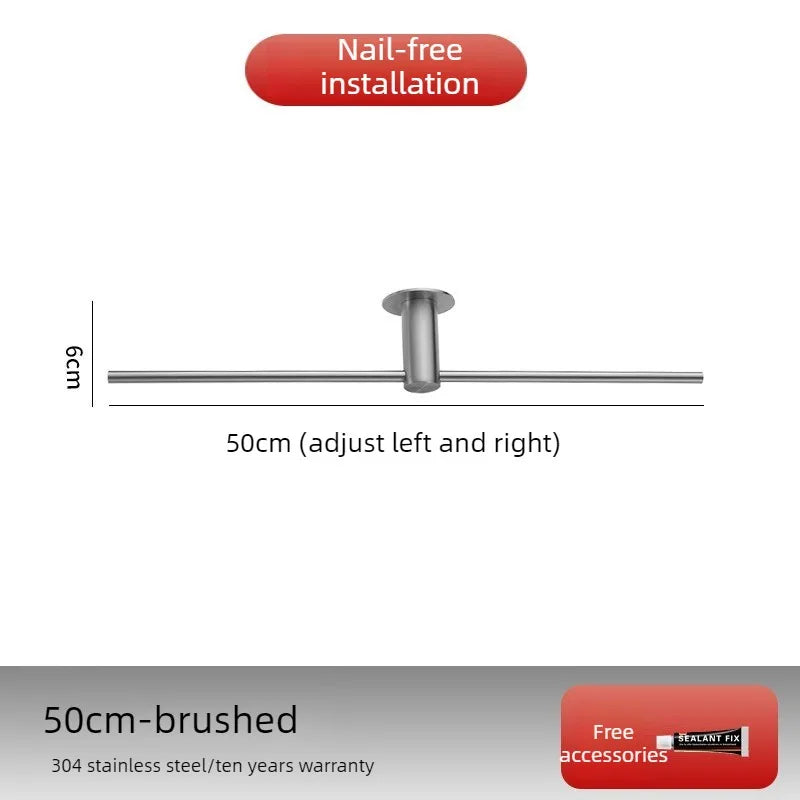 No-Drill Stainless Steel Towel Bar – Bathroom Wall Rack Bathroom Towel Bar Axl No-drill Silver 50CM