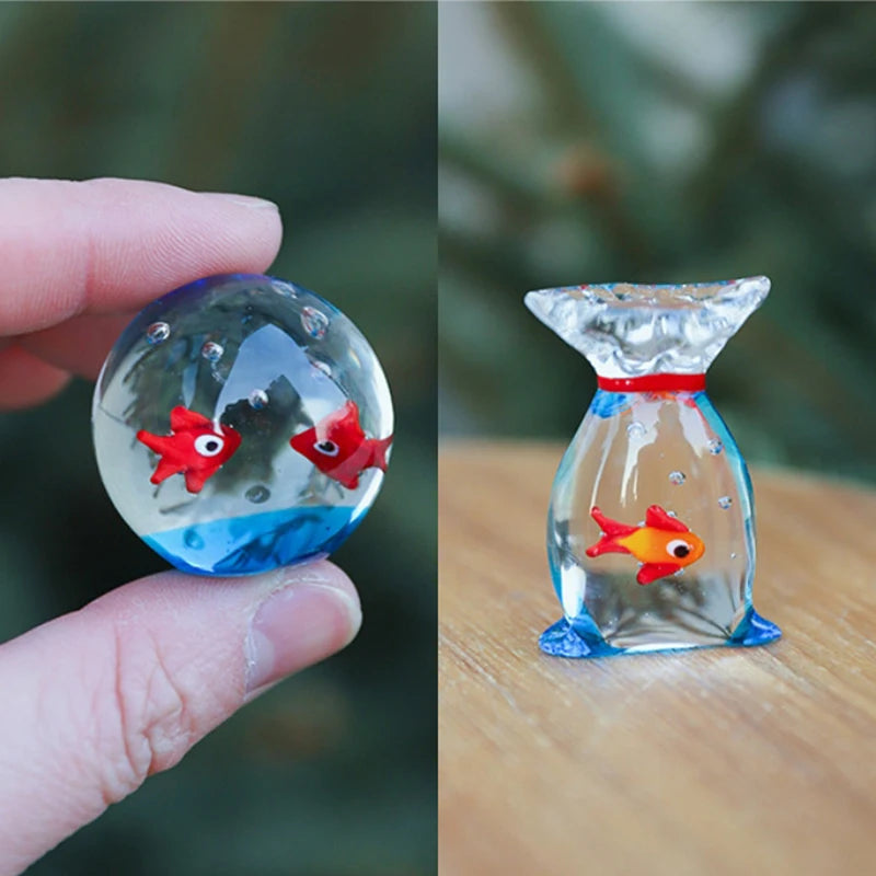 Mini Glass Fish Figurine – Handcrafted Pocket Fish Sculpture Decor Glass Figurine Axl