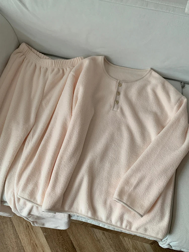 Women's Fleece Pajama Set – Plush Thermal Print Loungewear 2 Pc Fleece Pajama Set Axl DL8659 apricot 1XL