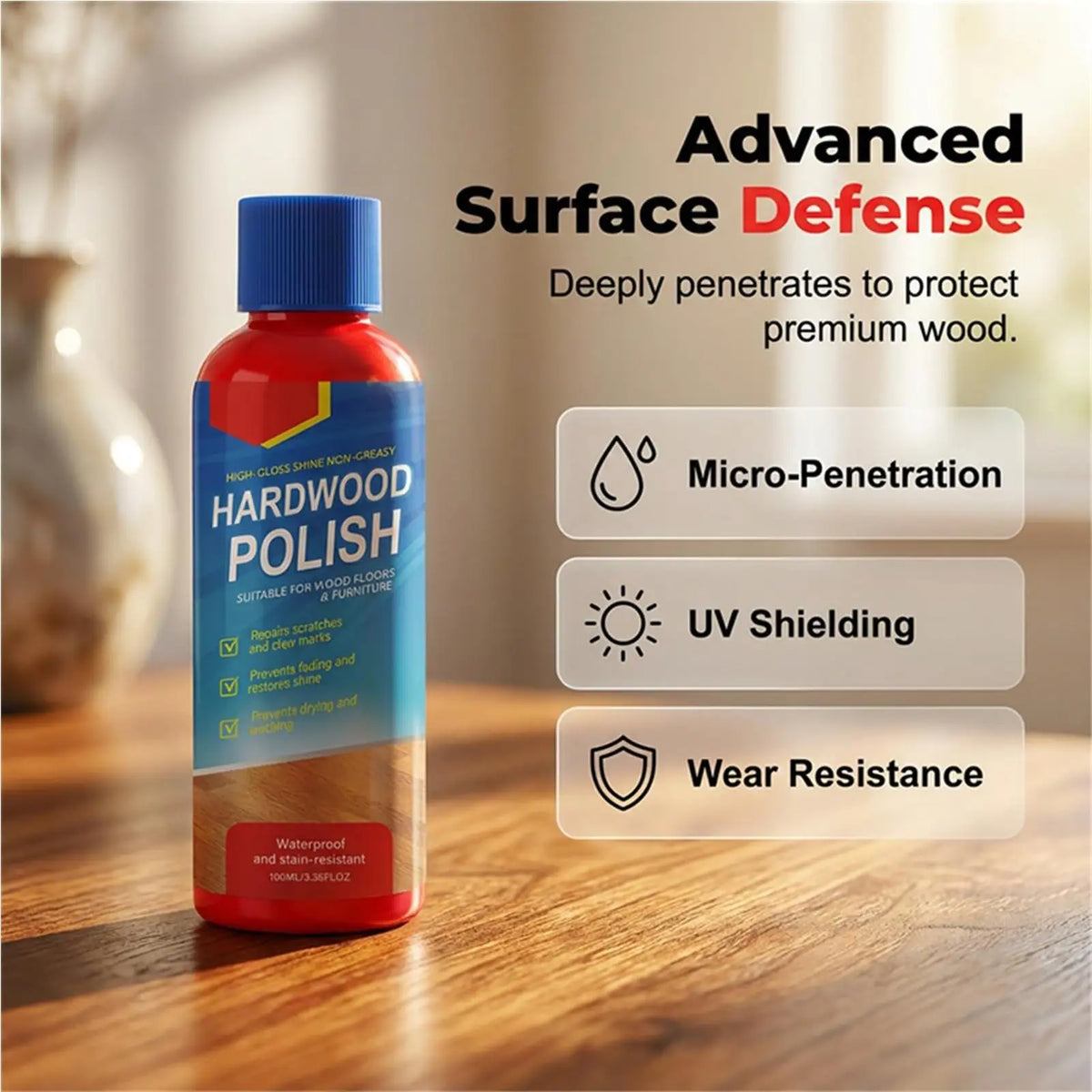 High Gloss Hardwood Floor Restorer & Polish – 100ml Wood Cleaner Floor Restorer Polish Axl