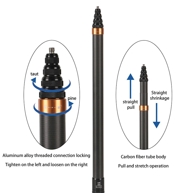 300cm Carbon Fiber Invisible Selfie Stick for Insta360 Camera Extension Pole Axl