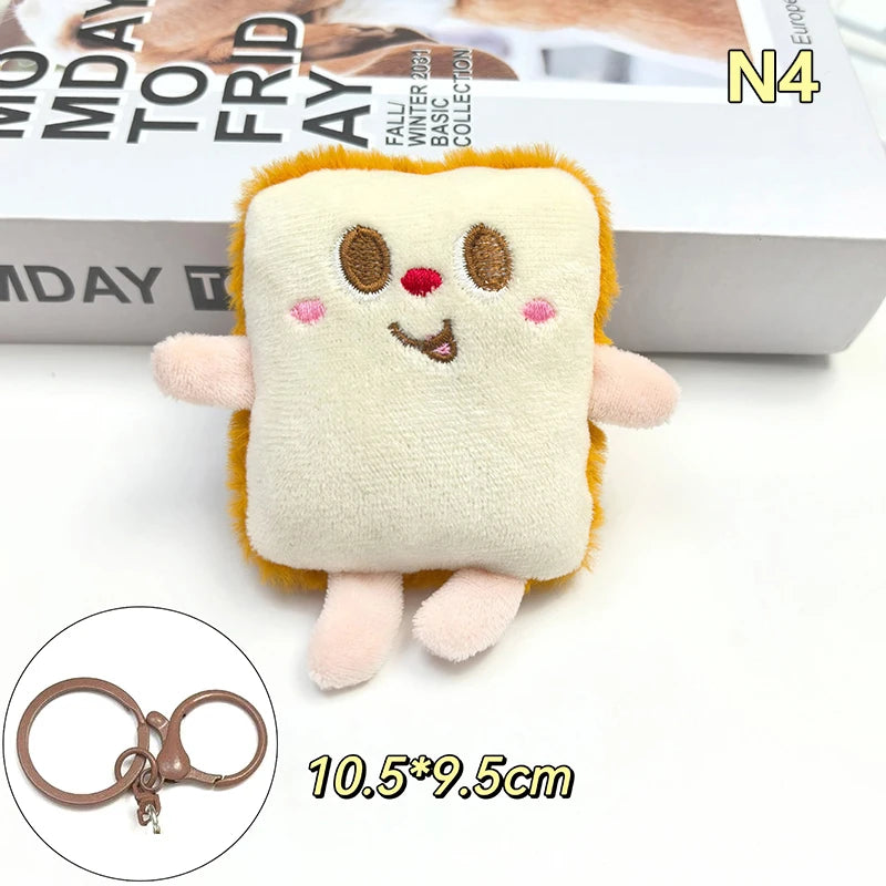 Plush Fries & Burger Keychain – Cute Food Figurine Pendant Plush Keychain Charm Axl N4