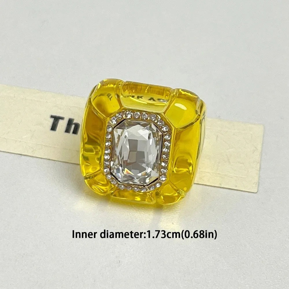 3D Square Geometric Ring – Colorful Zircon Rhinestones Fashion Ring Axl