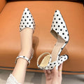 VKJF Polka Dot High Heel Sandals – Women's Buckle Pumps High Heel Sandals Axl 38 WHITE
