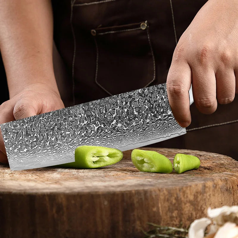 Damascus Steel Cleaver Knife – Handmade Forged Kitchen Chopper Damascus Cleaver Knife Axl