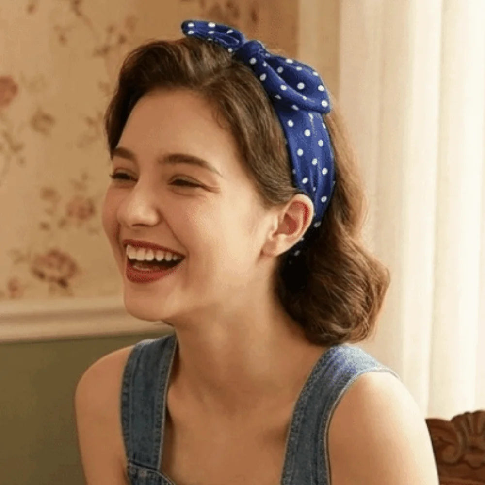 Women's Bow Knot Headband – Vintage Polka Dot Rabbit Ear Bow Knot Headband Axl