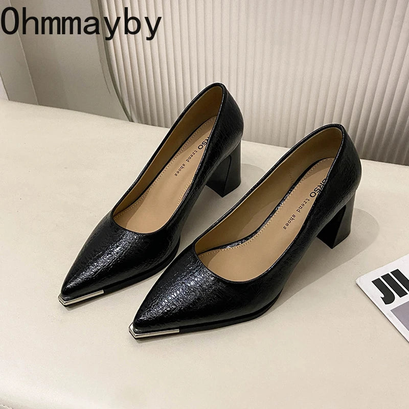 Women's Pointed Toe Slip-On Block Heel Pumps | Office & Party Women's Heeled Pumps Axl