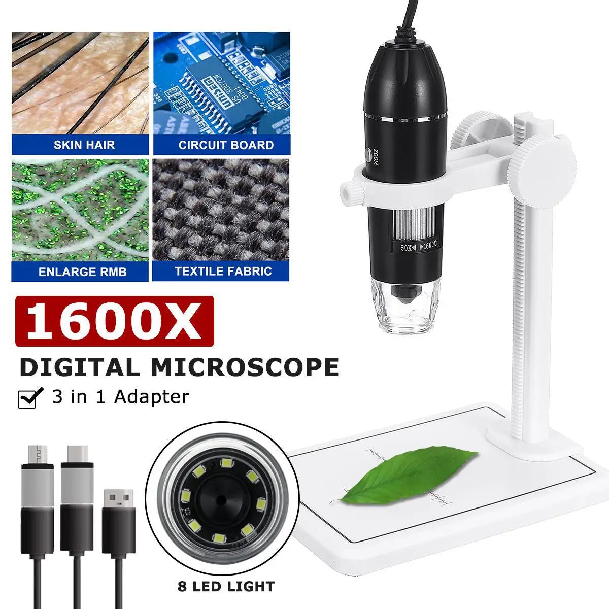 1600X Handheld Digital Microscope – HD Beauty & Tech Magnifier Digital Microscope Axl