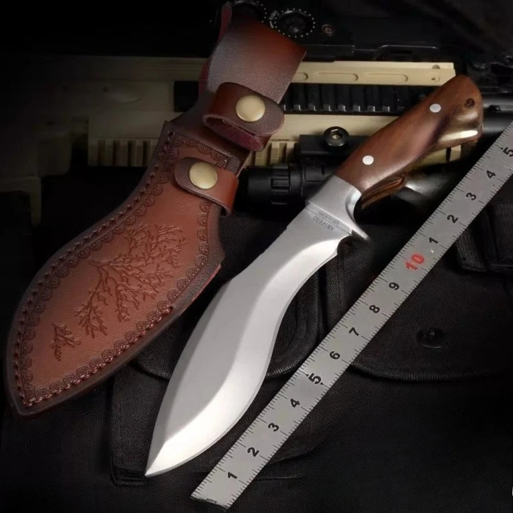 Fixed Blade Butcher Knife – Carbon Steel, Wood Handle & Sheath Fixed Blade Kitchen Knife Axl Kitchen knife