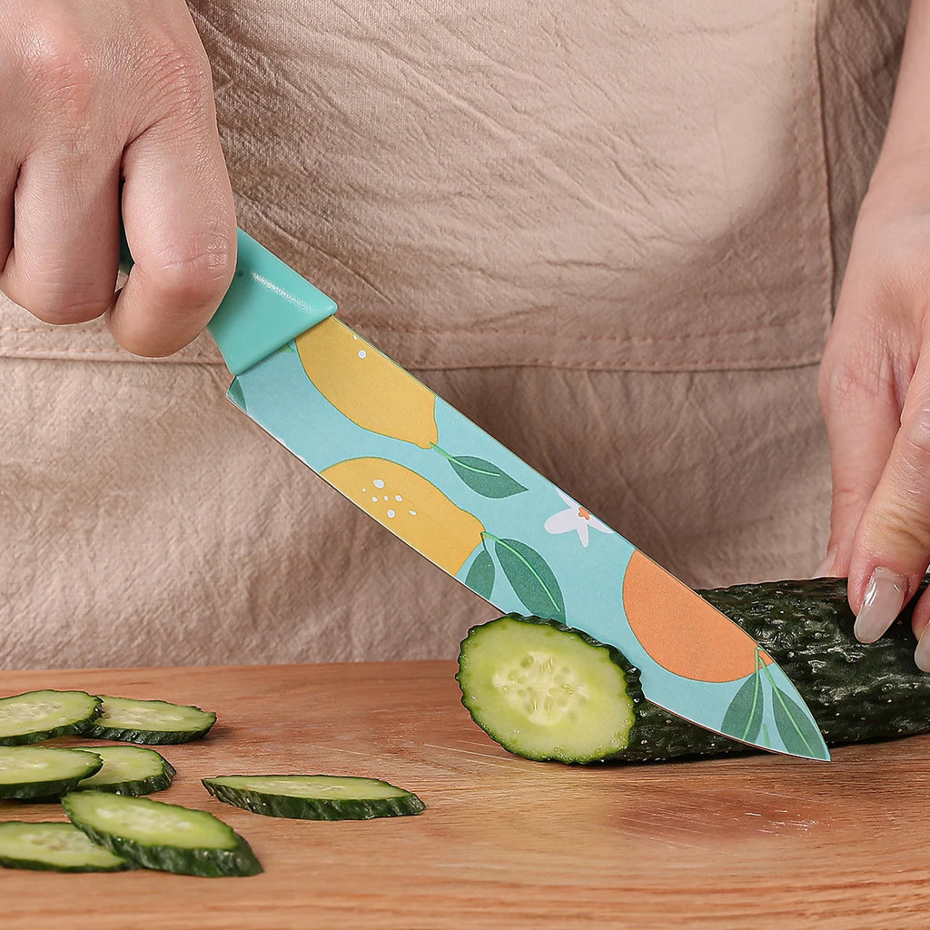 3-Piece Kitchen Knife Set – Stainless Steel Fruit Print Knives Kitchen Knife Set Axl