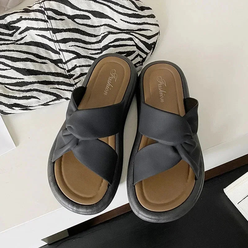 Women's Summer Beach Slippers – Anti-Slip PVC Flat Sandals Women's Slippers Axl Black 38-39