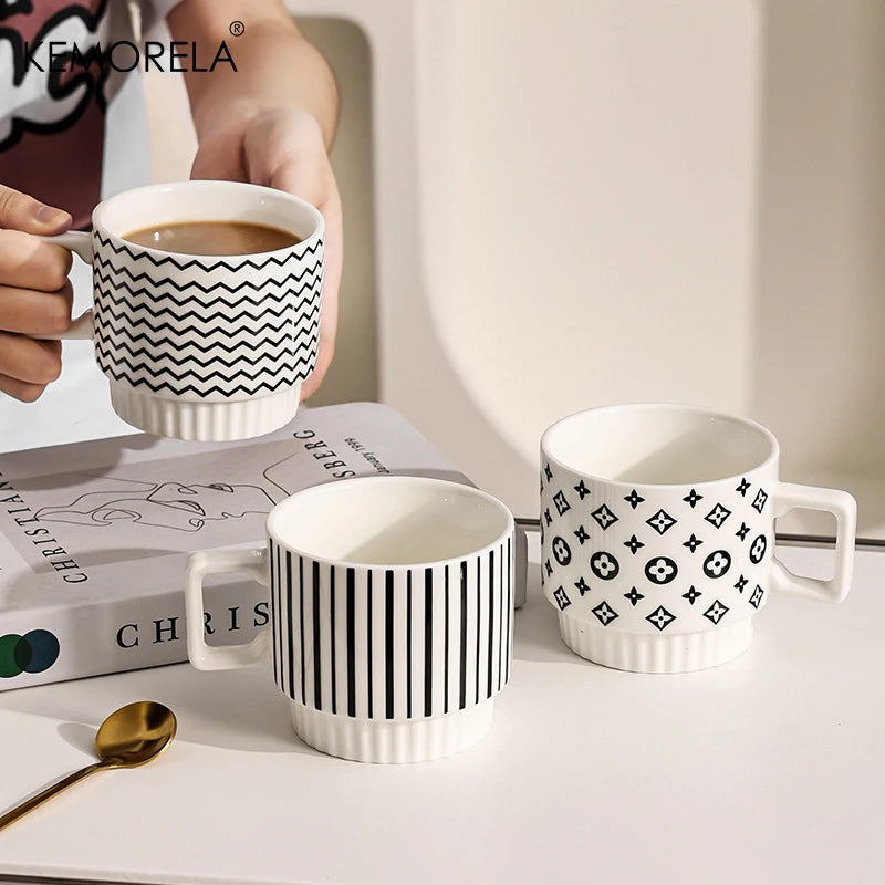 KEMORELA Nordic Ceramic Mug – Stackable Coffee & Tea Cup Ceramic Coffee Mug Axl
