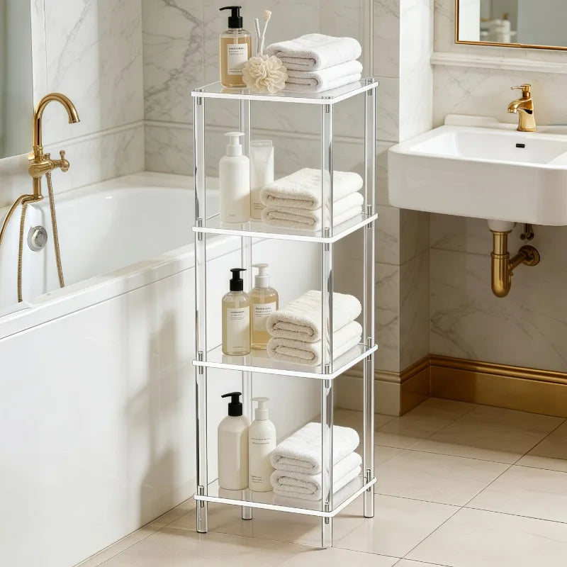 Acrylic Multi-Tier Transparent Storage Rack & Organizer Shelf Acrylic Storage Rack Axl