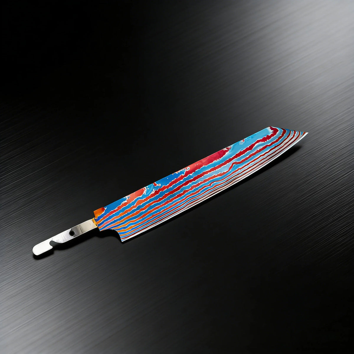 Damascus Titanium Kitchen Knife Blade – DIY Replacement Kitchen Knife Blade Axl Kiritsuke -14.3cm