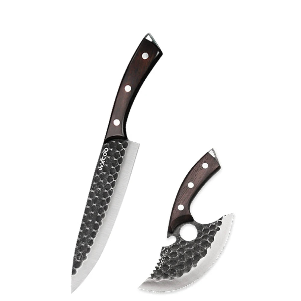 WXCOO Forged Chef Knife Set – Boning, Cleaver & Butcher Chef Knife Set Axl 2pcs A
