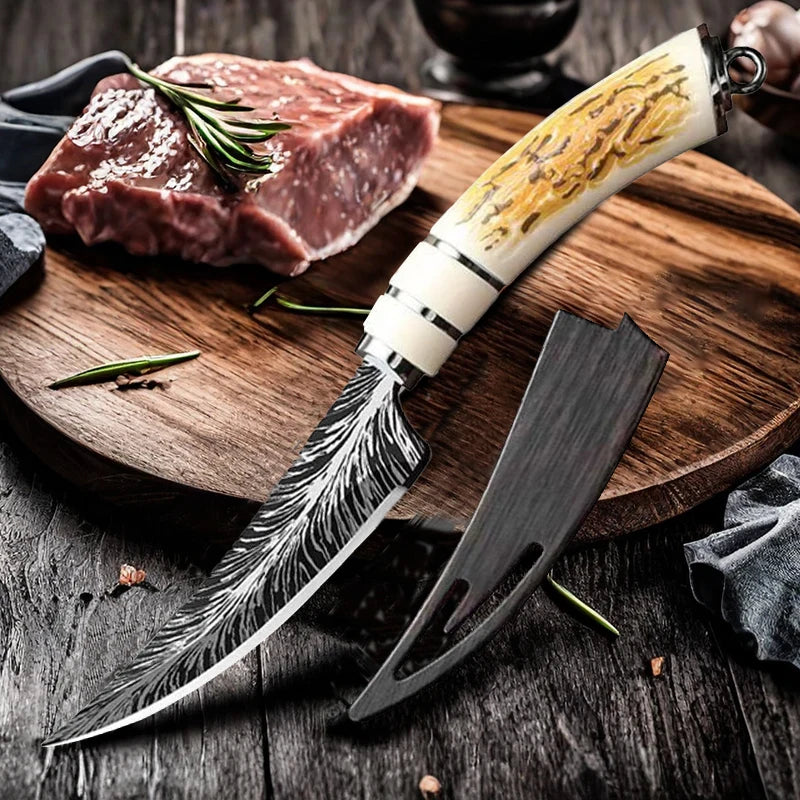 Damascus Boning Knife with Cover – Sharp Stainless Steel Blade Boning Knife Axl