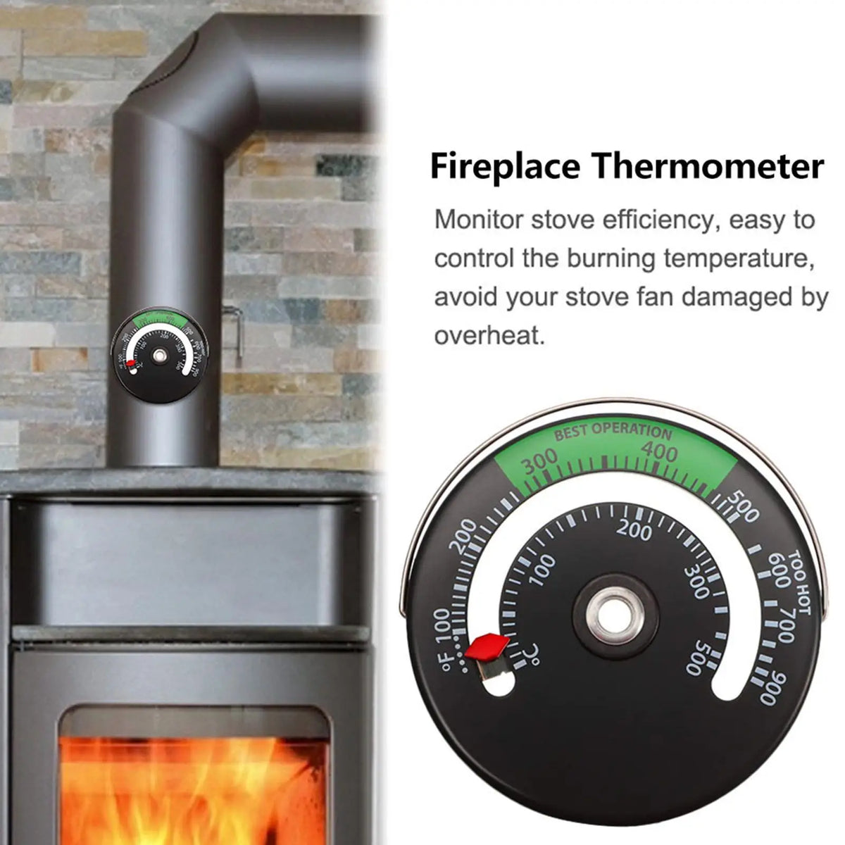 Magnetic Stove Pipe Thermometer for Wood Burning Stoves Stove Thermometer Axl