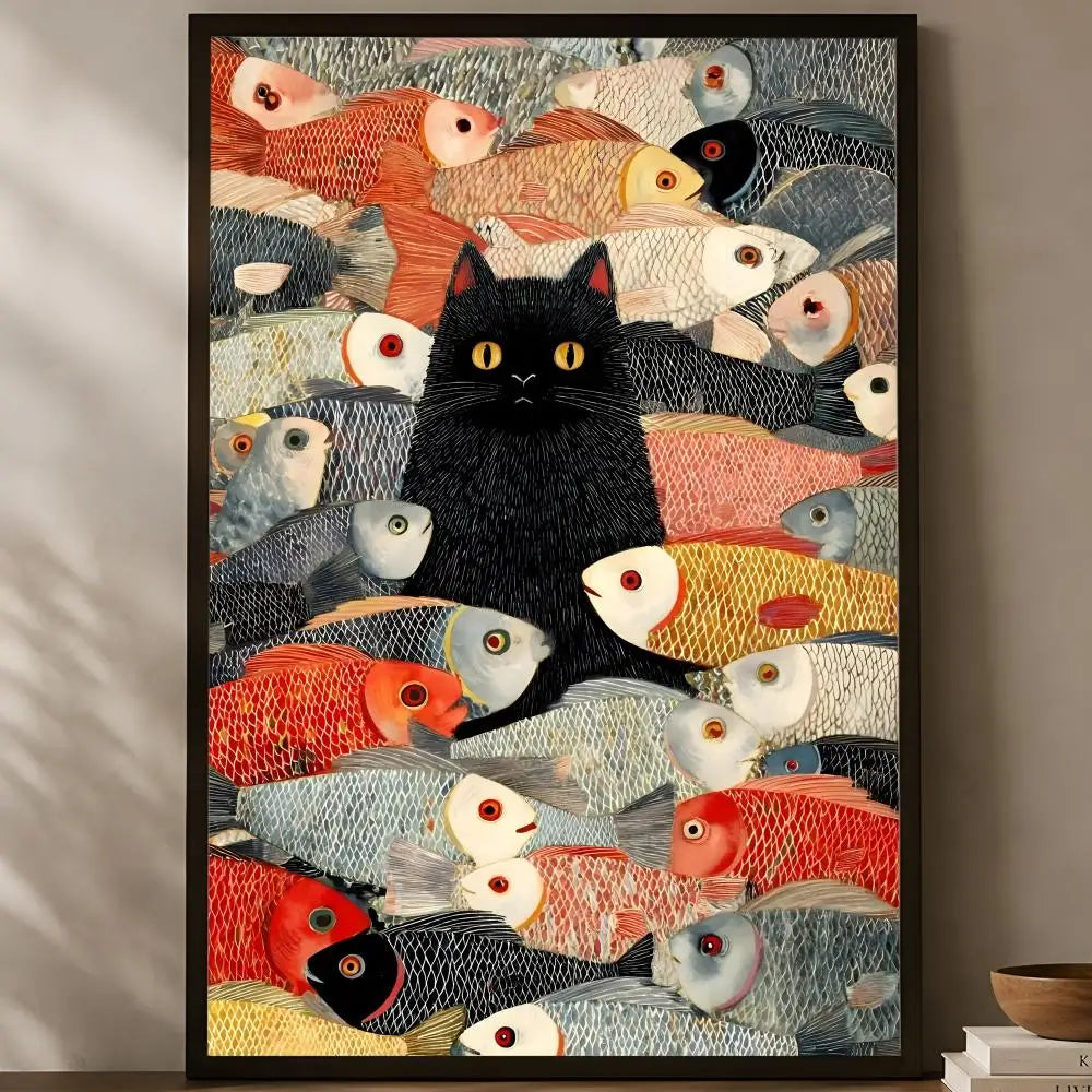 Artistic Cat Wall Art Poster – Self-Stick HD PVC Waterproof Wall Art Poster Axl White21 30X40cmNoframe
