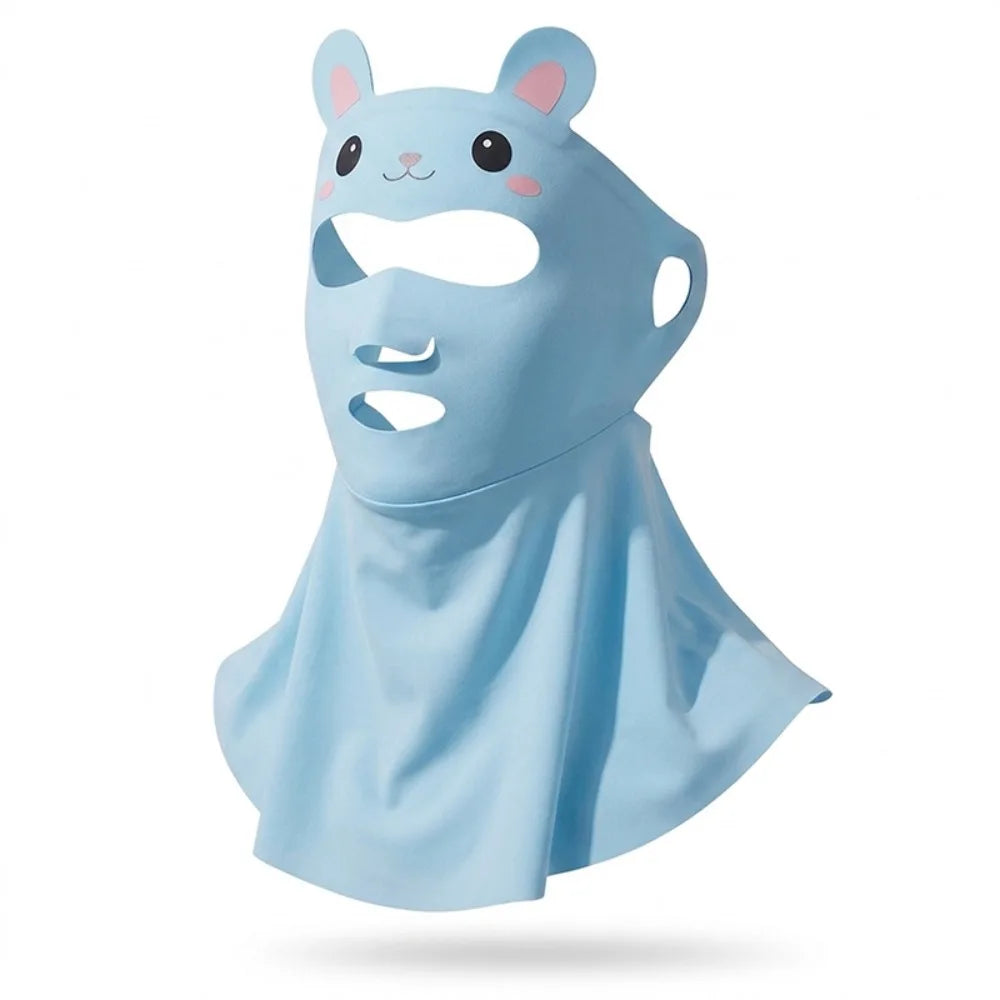 Kids Rabbit UV Face Mask UPF 50+ Cooling Ice Silk Neck Shield Kids Sun Mask Axl Blue