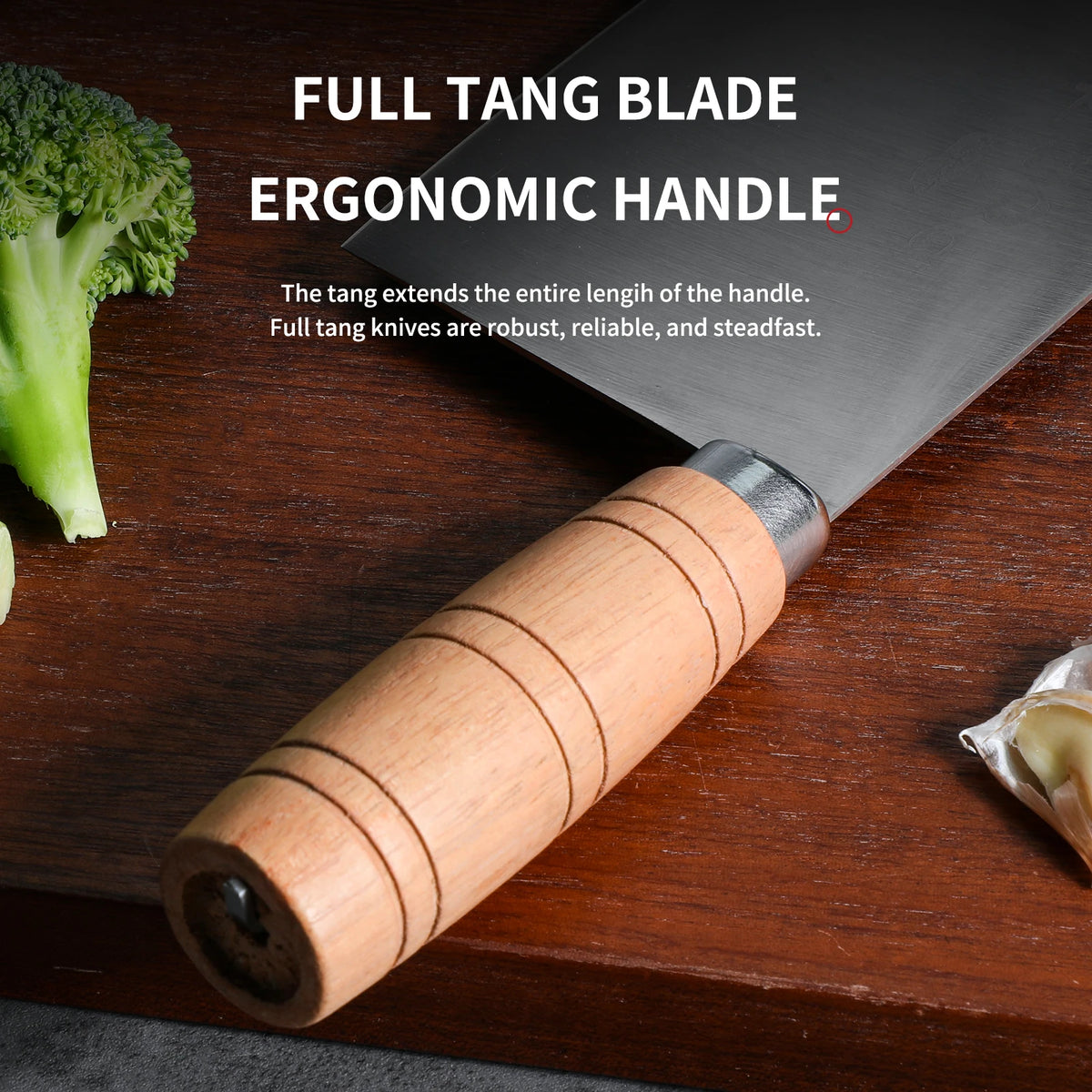 PLYS Stainless Steel Chef Knife – Sharp Wooden Handle Slicer Chef Knife Axl