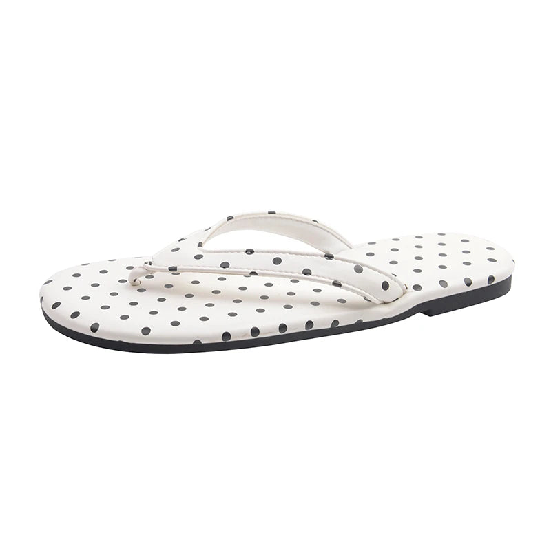 Polka Dot Clip Toe Women's Slippers – Summer Beach Flip Flops Women's Summer Slippers Axl Polka Dot white 35