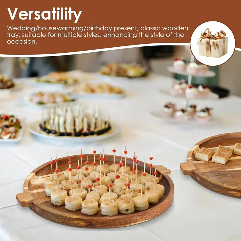 Acacia Wood Charcuterie Board with Handles – Round Serving Tray Charcuterie Serving Board Axl
