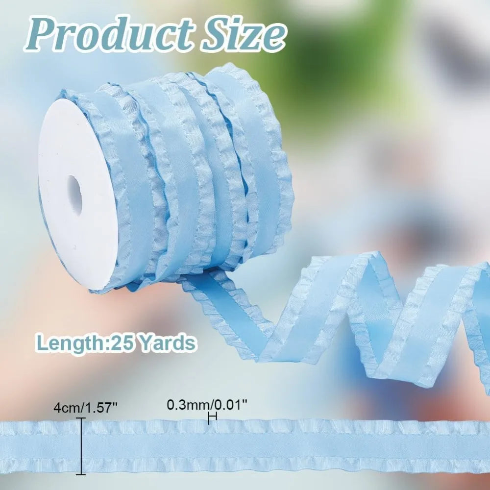 Light Sky Blue Ruffled Wave Ribbon 25 Yds 40mm Polyester Trim Ruffled Trim Ribbon Axl