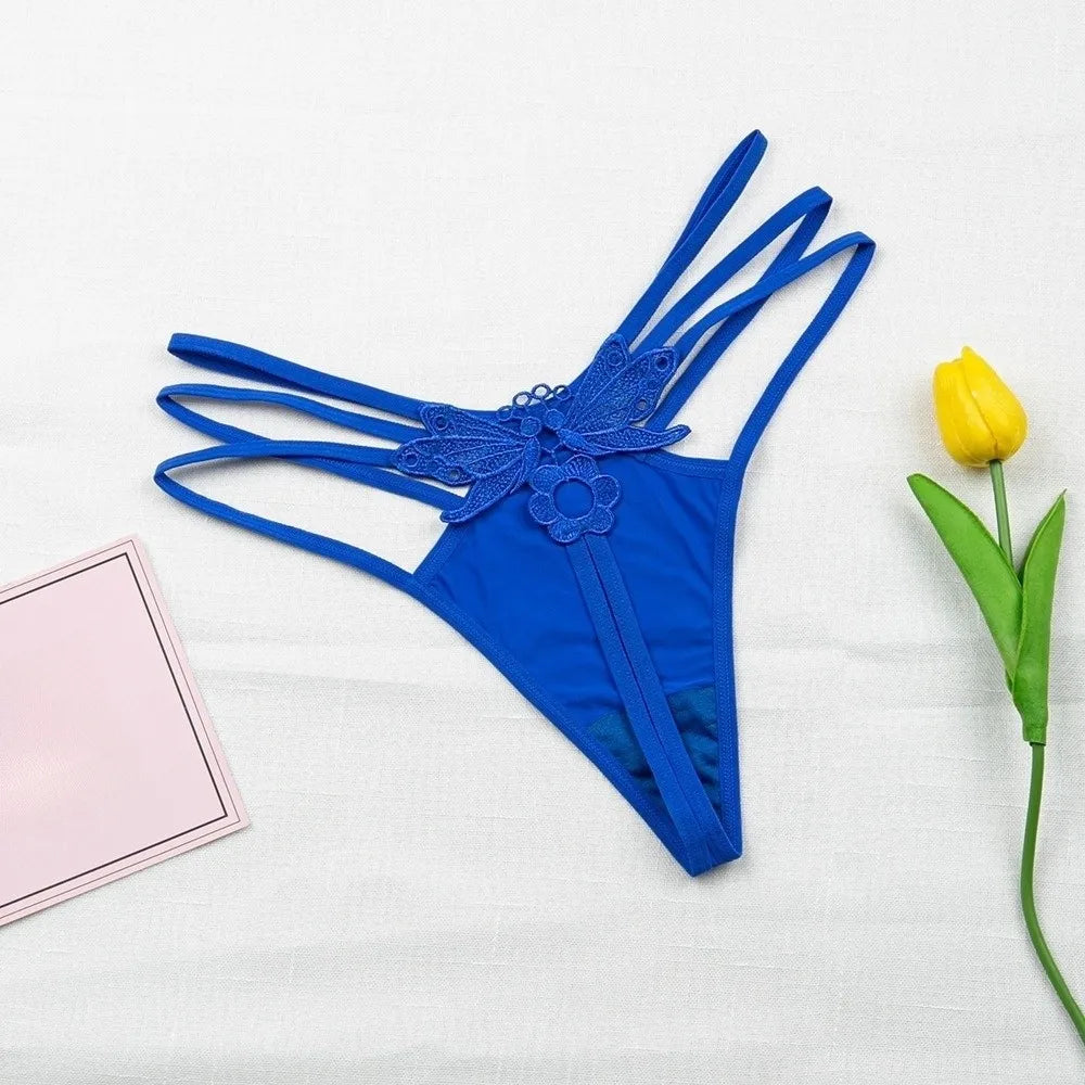Women's Lace Butterfly Thong – Low Rise Nylon T-Back Panties Thong Panties Axl
