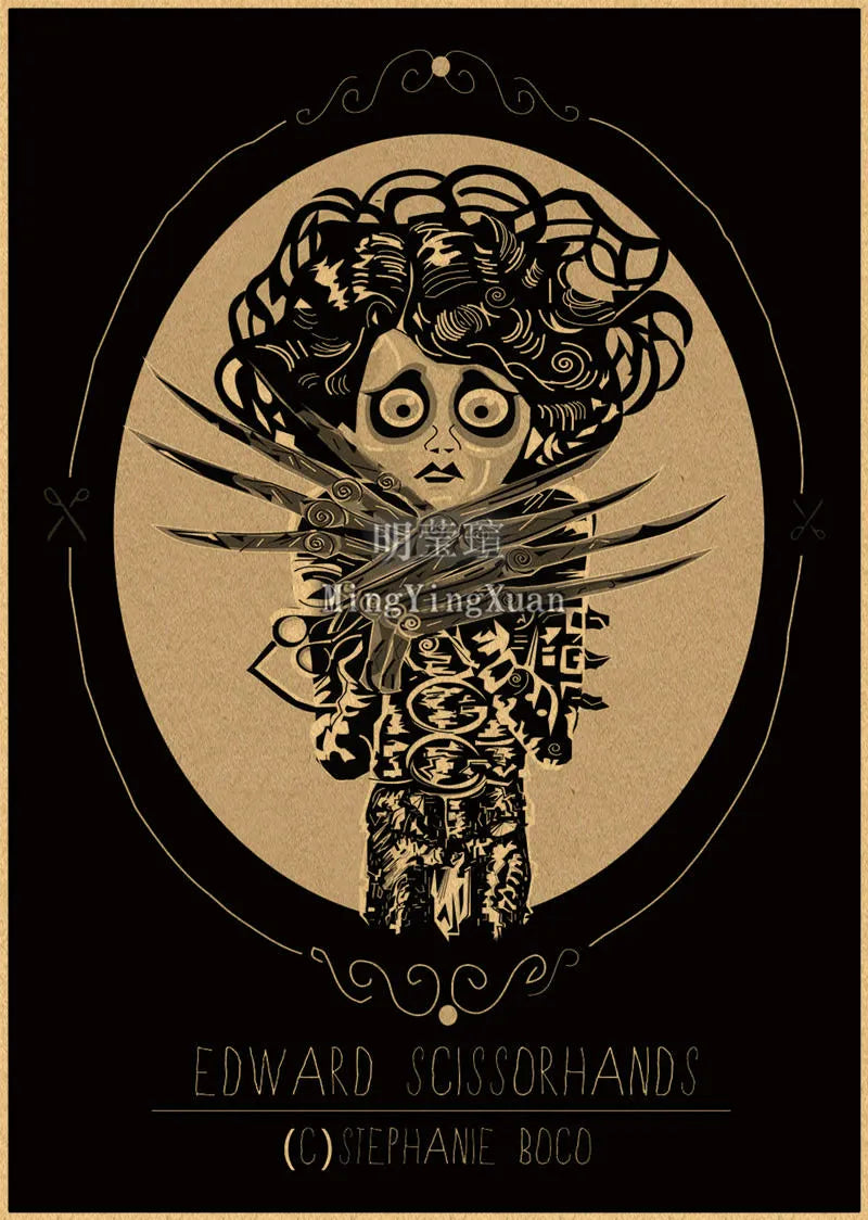 Edward Scissorhands Retro Kraft Paper Poster | Vintage Wall Art Vintage Wall Poster Axl 14 30x20cm
