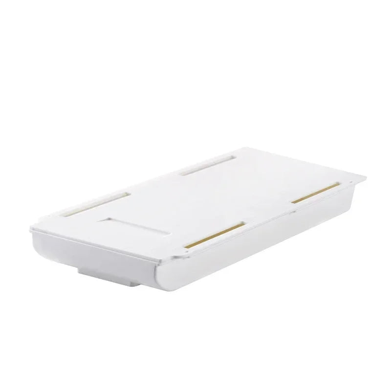 Under Desk Storage Drawer – Self-Adhesive Hidden Organizer Tray Desk Drawer Organizer Axl white S