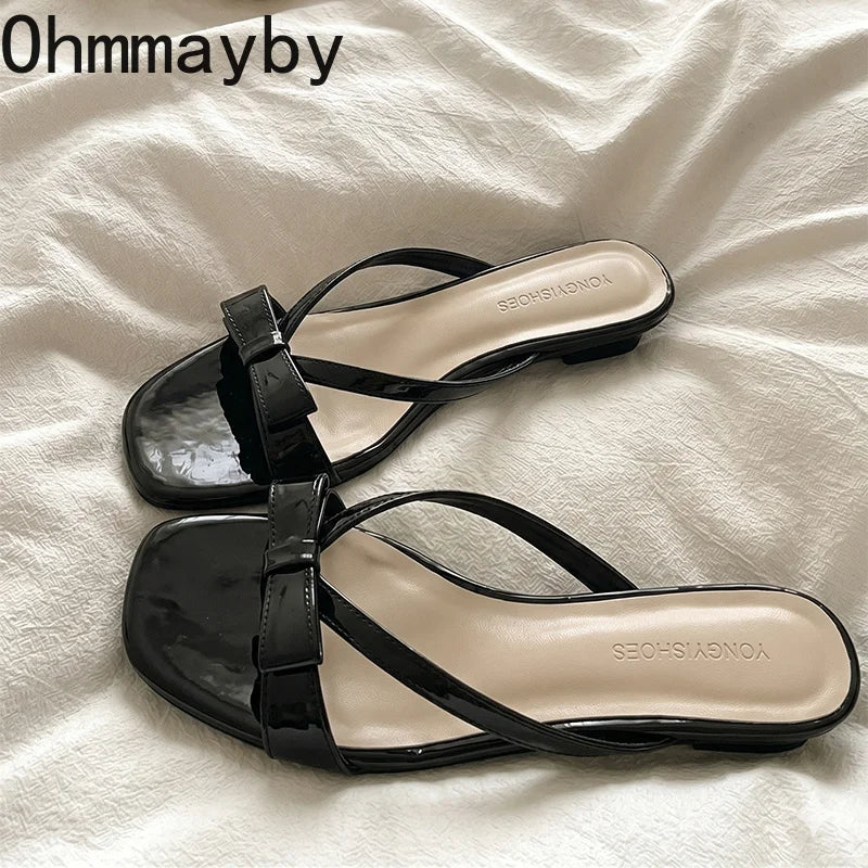 Women's Low Heel Square Toe Slides – Lightweight Summer Slippers Women's Slide Slippers Axl