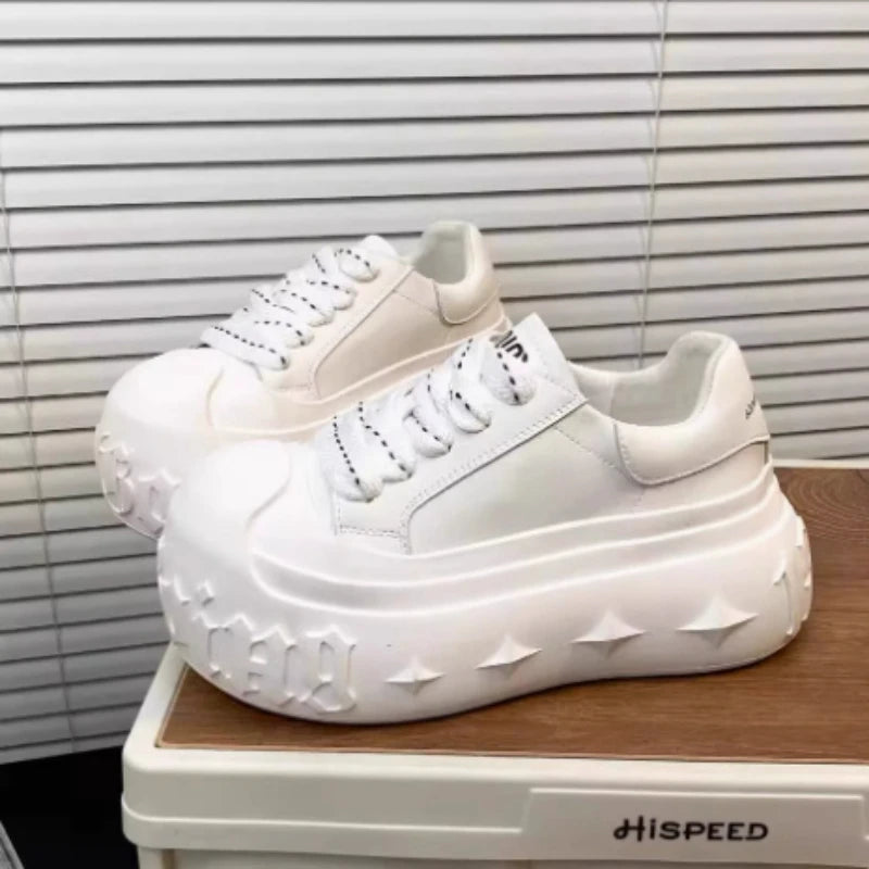 Women's Floral Embroidered Heightening Sneakers | Lace-Up Women's Sneakers Axl White 37